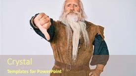  Presentation with long hair man - PPT layouts enhanced with old-senior-man-with-grey background and a tawny brown colored foreground