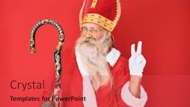  Presentation with long hair man - Beautiful presentation design featuring old-senior-man-with-grey backdrop and a red colored foreground