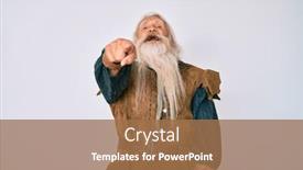  Presentation with long hair man - Presentation theme with old-senior-man-with-grey background and a coral colored foreground