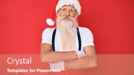  Presentation with long hair man - Beautiful presentation theme featuring old-senior-man-with-grey backdrop and a coral colored foreground