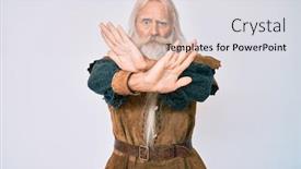  Presentation with long hair man - Slides consisting of old-senior-man-with-grey background and a light gray colored foreground