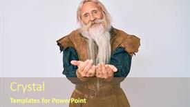  Presentation with long hair man - Beautiful PPT layouts featuring old-senior-man-with-grey backdrop and a tawny brown colored foreground