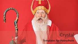  Presentation with long hair man - PPT layouts with old-senior-man-with-grey background and a coral colored foreground