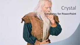  Presentation with long hair man - Cool new theme with old-senior-man-with-grey backdrop and a light gray colored foreground