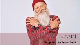  Presentation with senior care - PPT theme with old-senior-man-with-grey background and a red colored foreground
