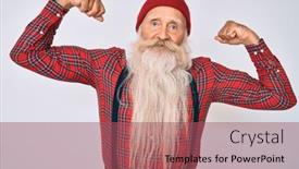  Presentation with senior fitness - Audience pleasing PPT theme consisting of old-senior-man-with-grey backdrop and a violet colored foreground