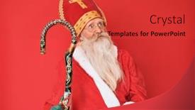  Presentation with long hair man - PPT theme having old-senior-man-with-grey background and a red colored foreground