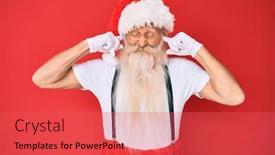  Presentation with old music - Beautiful slides featuring old-senior-man-with-grey backdrop and a red colored foreground