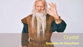  Presentation with long hair man - PPT theme having old-senior-man-with-grey background and a tawny brown colored foreground