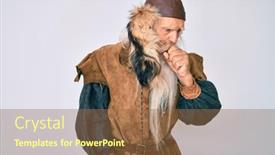  Presentation with senior care - Beautiful PPT theme featuring old-senior-man-with-grey backdrop and a tawny brown colored foreground