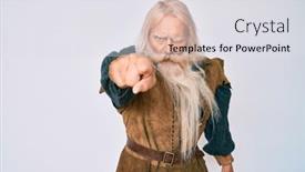  Presentation with long hair man - PPT theme having old-senior-man-with-grey background and a light gray colored foreground