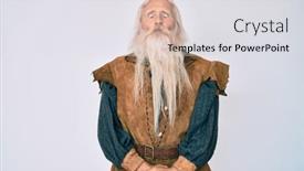  Presentation with long hair man - Theme featuring old-senior-man-with-grey background and a light gray colored foreground