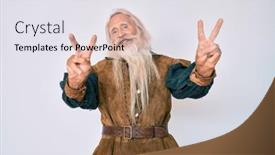  Presentation with long hair man - Slides enhanced with old-senior-man-with-grey background and a sky blue colored foreground