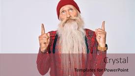  Presentation with long hair man - Slides having old-senior-man-with-grey background and a tawny brown colored foreground