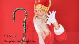  Presentation with long hair man - Beautiful PPT theme featuring old-senior-man-with-grey backdrop and a red colored foreground