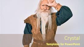  Presentation with long hair man - Colorful PPT layouts enhanced with old-senior-man-with-grey backdrop and a tawny brown colored foreground