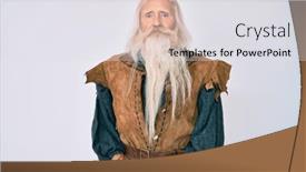  Presentation with long hair man - Presentation theme enhanced with old-senior-man-with-grey background and a light gray colored foreground