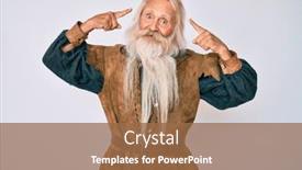  Presentation with long hair man - Colorful presentation theme enhanced with old-senior-man-with-grey backdrop and a coral colored foreground