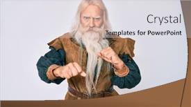  Presentation with long hair man - PPT layouts featuring old-senior-man-with-grey background and a light gray colored foreground