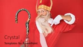  Presentation with long hair man - PPT layouts having old-senior-man-with-grey background and a red colored foreground