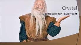  Presentation with long hair man - Slide set enhanced with old-senior-man-with-grey background and a light gray colored foreground