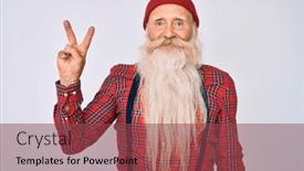  Presentation with long hair man - Presentation design enhanced with old-senior-man-with-grey background and a tawny brown colored foreground