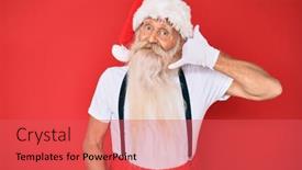  Presentation with old telephone - Beautiful PPT theme featuring old-senior-man-with-grey backdrop and a red colored foreground