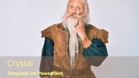  Presentation with long hair man - PPT theme featuring old-senior-man-with-grey background and a tawny brown colored foreground