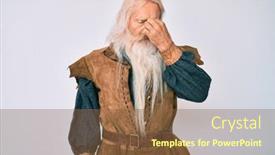  Presentation with long hair man - Amazing PPT theme having old-senior-man-with-grey backdrop and a tawny brown colored foreground