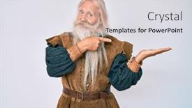  Presentation with long hair man - Slide set consisting of old-senior-man-with-grey background and a light gray colored foreground