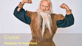  Presentation with senior fitness - PPT theme with old-senior-man-with-grey background and a tawny brown colored foreground