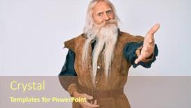  Presentation with long hair man - Slide deck enhanced with old-senior-man-with-grey background and a tawny brown colored foreground