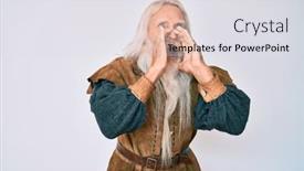  Presentation with long hair man - Audience pleasing PPT theme consisting of old-senior-man-with-grey backdrop and a light gray colored foreground