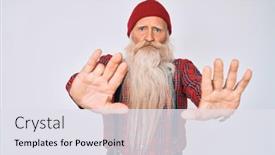  Presentation with forbidden - Audience pleasing slide set consisting of old-senior-man-with-grey backdrop and a sky blue colored foreground