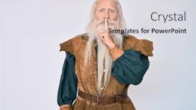  Presentation with long hair man - Slide deck having old-senior-man-with-grey background and a light gray colored foreground