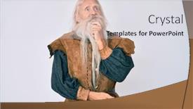  Presentation with long hair man - Audience pleasing PPT theme consisting of old-senior-man-with-grey backdrop and a light gray colored foreground