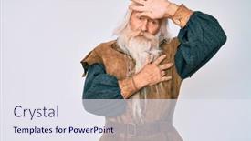  Presentation with long hair man - Slides consisting of old-senior-man-with-grey background and a sky blue colored foreground