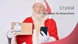  Presentation with man holding phone - PPT theme having old-senior-man-with-grey background and a light gray colored foreground