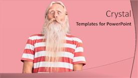  Presentation with tshirt - Presentation theme consisting of old-senior-man-with-grey background and a coral colored foreground