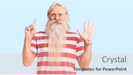  Presentation with tshirt - Presentation design with old-senior-man-with-grey background and a lemonade colored foreground