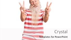  Presentation with tshirt - Slide set having old-senior-man-with-grey background and a white colored foreground