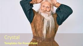  Presentation with long hair man - PPT theme having old-senior-man-with-grey background and a tawny brown colored foreground