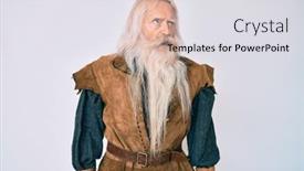  Presentation with long hair man - Cool new PPT theme with old-senior-man-with-grey backdrop and a light gray colored foreground