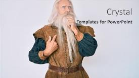  Presentation with long hair man - Beautiful slide set featuring old-senior-man-with-grey backdrop and a light gray colored foreground