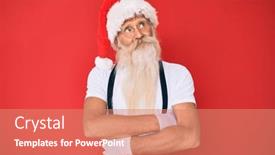  Presentation with long hair man - Slide set having old-senior-man-with-grey background and a coral colored foreground