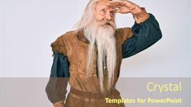  Presentation with far away - Audience pleasing slide set consisting of old-senior-man-with-grey backdrop and a tawny brown colored foreground