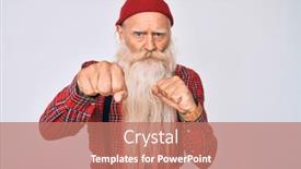  Presentation with violence - Presentation design with old-senior-man-with-grey background and a coral colored foreground