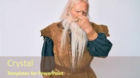  Presentation with breath - Audience pleasing PPT theme consisting of old-senior-man-with-grey backdrop and a tawny brown colored foreground