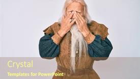  Presentation with long hair man - Presentation design having old-senior-man-with-grey background and a tawny brown colored foreground