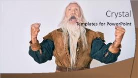  Presentation with long hair man - Cool new presentation design with old-senior-man-with-grey backdrop and a sky blue colored foreground